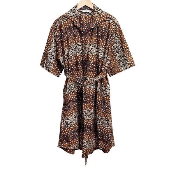 Francis + Benedict Printed Belted Button Down Shirt Dress L/XL - Picture 2 of 6